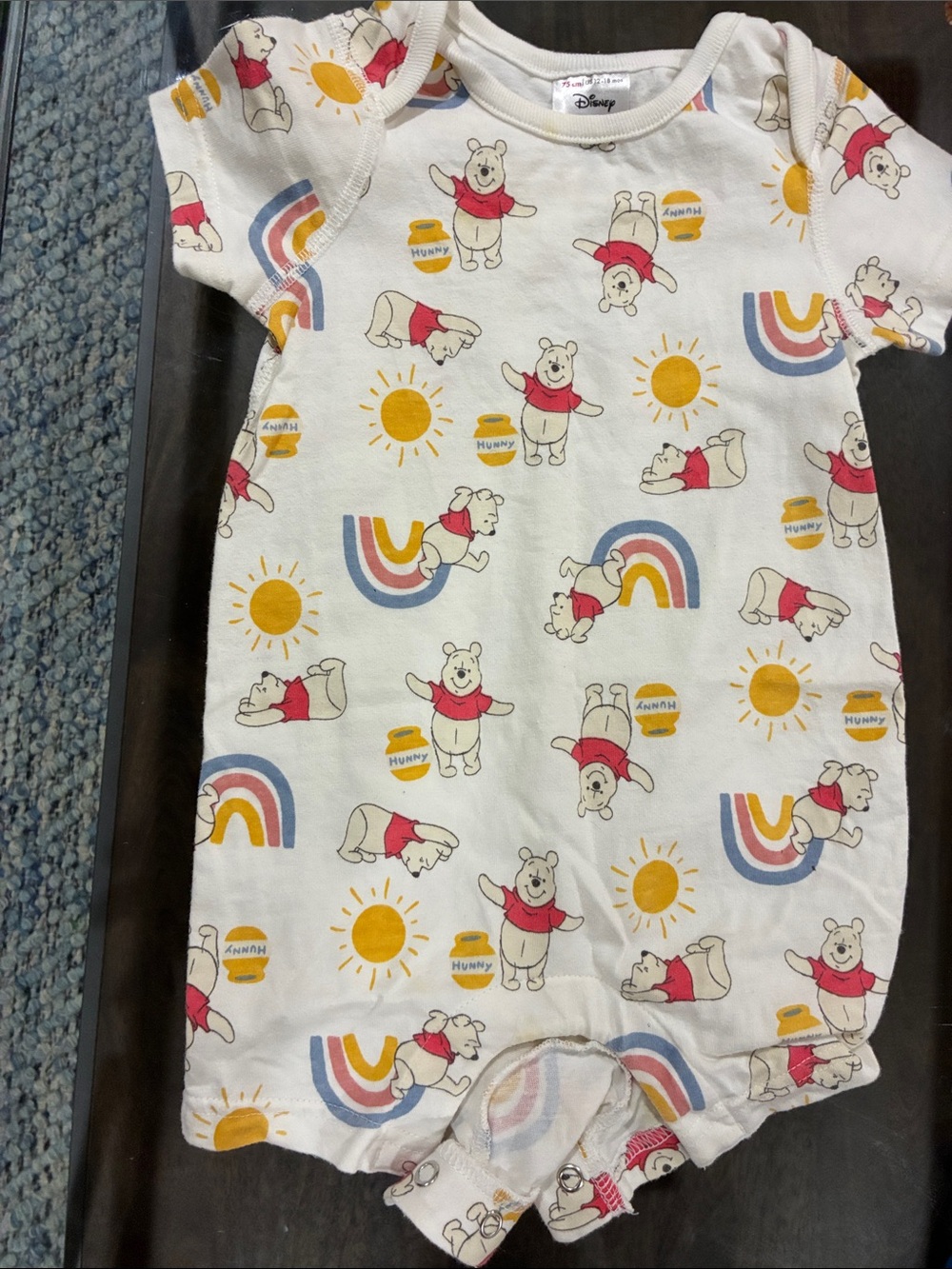 Hanna Andersson White Winnie the Pooh Rainbow & Sun Baby Footie